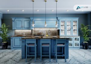 kitchen blue cabinets