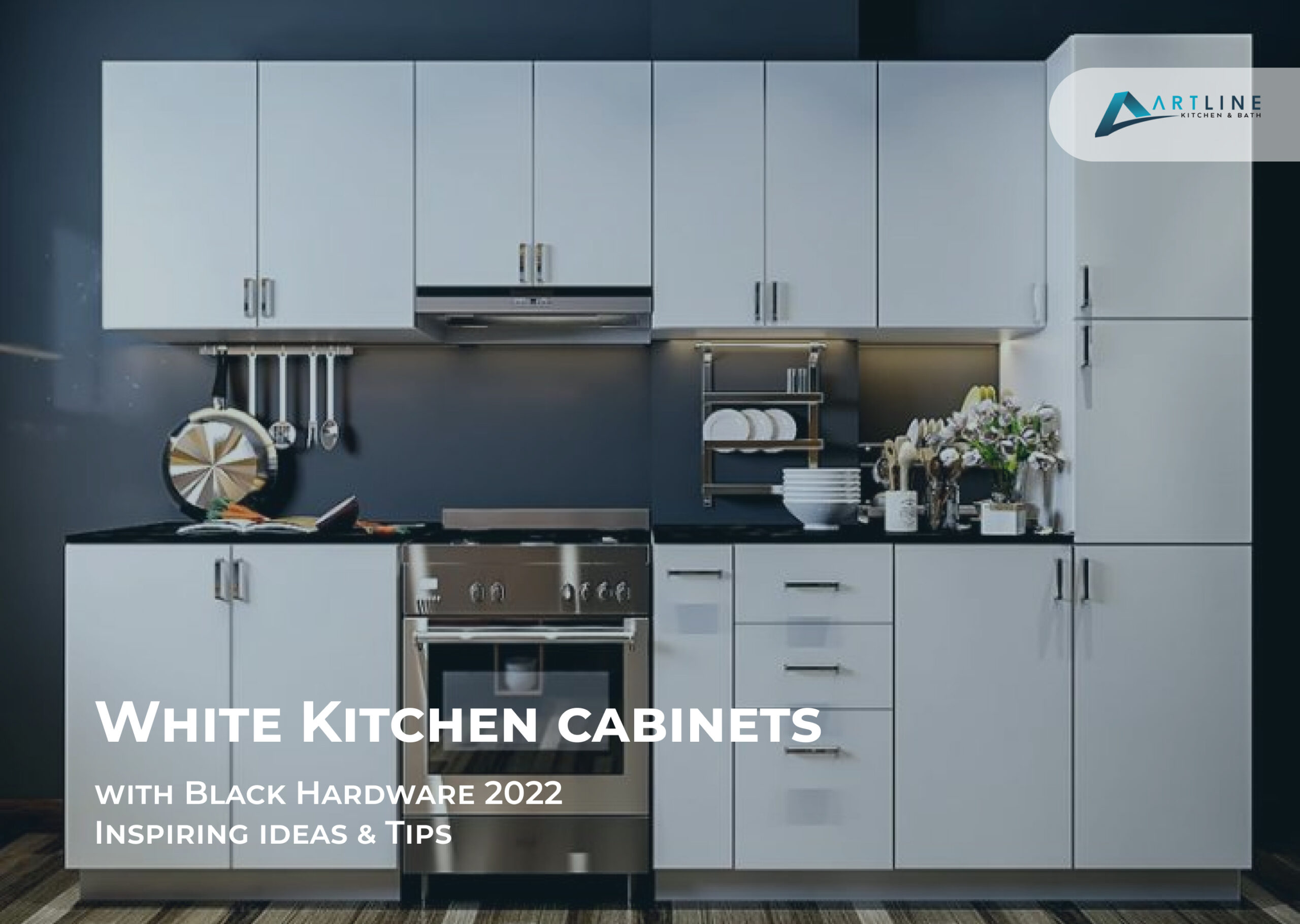 white kitchen cabinets with black hardware